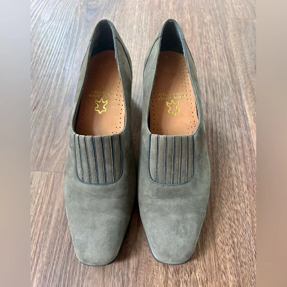 NATURALIZER Natural Flex Leather Suede Square Toe Block Heels Academia Sz 8.5 N - Picture 4 of 8